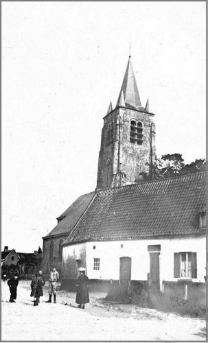 BLANDAIN - Photo-carte, l'église - Oblitération 28 6 1907 - Coordonnées GPS • Nord : 50 37 30 • Est : 3 18 10