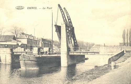 CHERCQ - Le Pont - Édit. Vve Eeckhout Decarpentrie - Oblitération 21 11 1913 - Coordonnées GPS • Nord : 50 35 19 • Est : 3 25 36