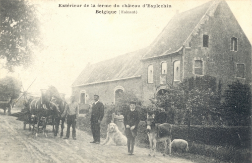ESPLECHIN - Ferme du château - Oblitération 26 8 1909 - Coordonnées GPS • Nord : 50 34 30 • Est : 3 18 56