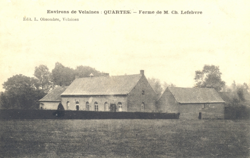 QUARTES - ferme de Ch. Lefebvre - édit. L. Obsombre, Velaines - oblitération 18 9 1907 - Coordonnées GPS • Nord : 50 39 06 • Est : 3 30 44