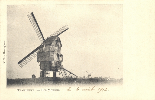 TEMPLEUVE - les moulins - oblitération 6 8 1902 - édit. Vve Van Houteghem - Coordonnées GPS • Nord : 50 38 33 • Est : 3 16 20