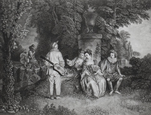 D’après un tableau de fête galante de Watteau